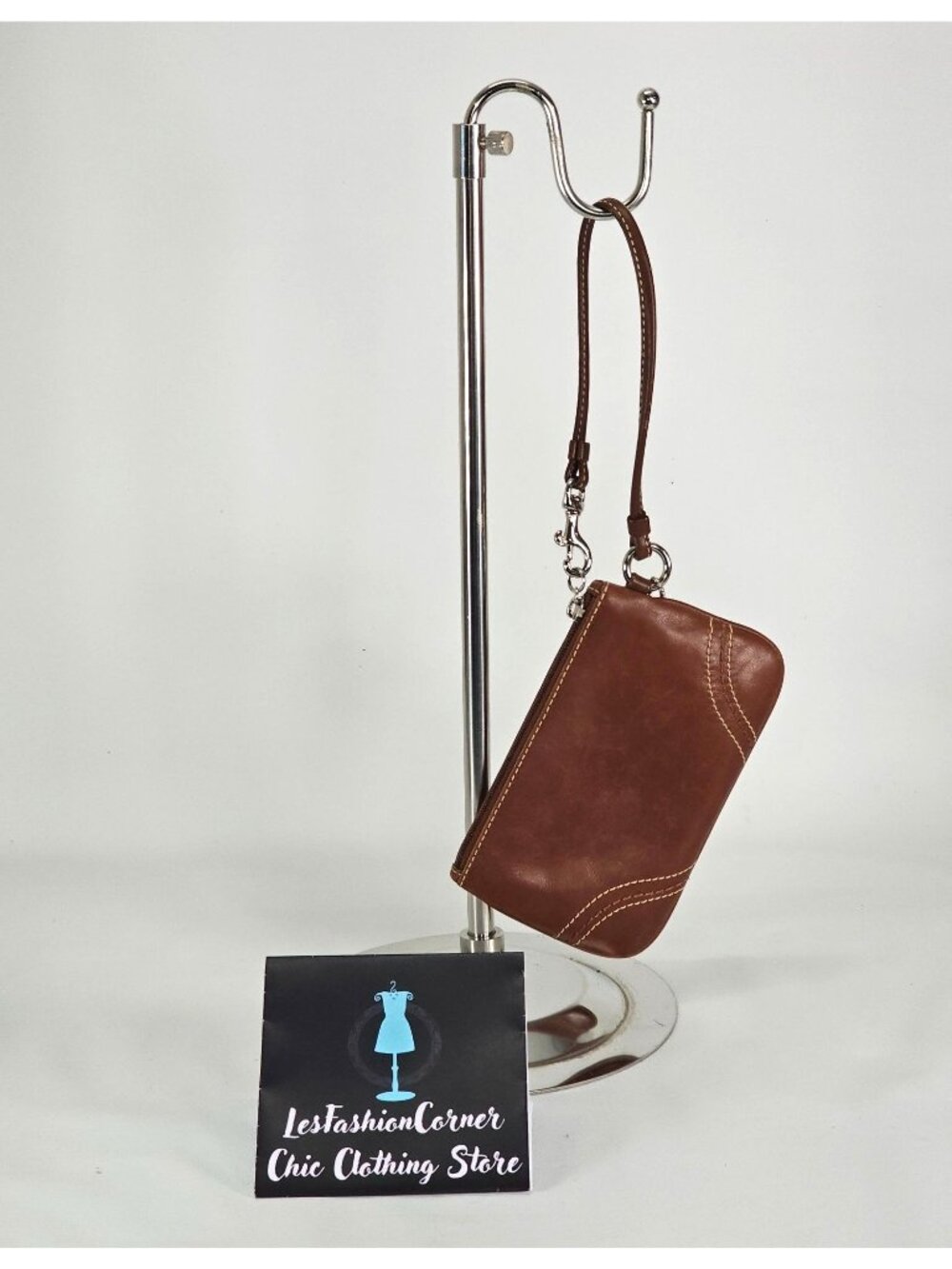 Coach Women's Dark Brown Leather Corner Zipper Wristlet Small 2087 - Picture 5 of 10